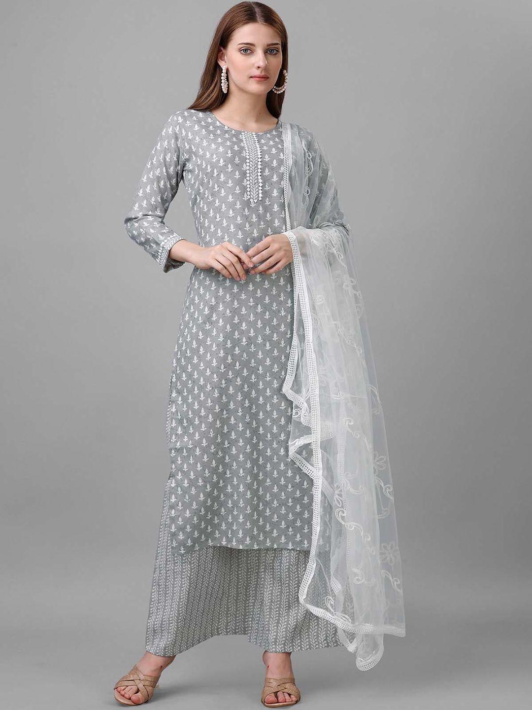 sun fashion and lifestyle ethnic motifs printed straight kurta & palazzos with dupatta