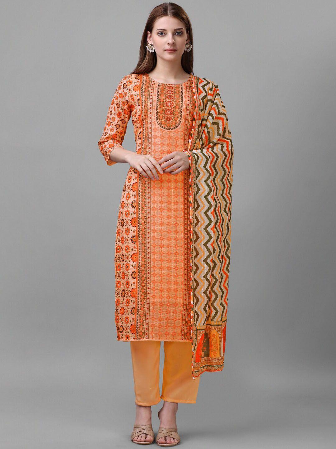 sun fashion and lifestyle floral printed regular kurta with trousers & with dupatta