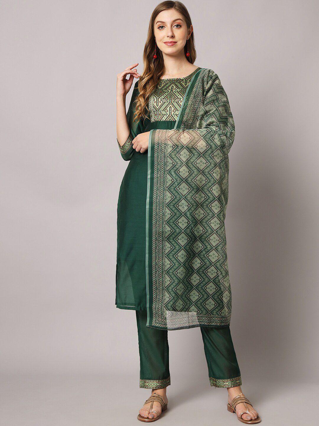 sun fashion and lifestyle regular thread work kurta & trousers with dupatta