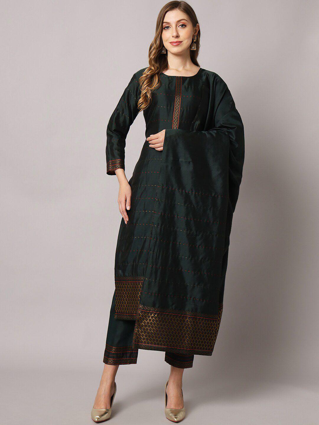 sun fashion and lifestyle woven design straight kurta & trousers with dupatta