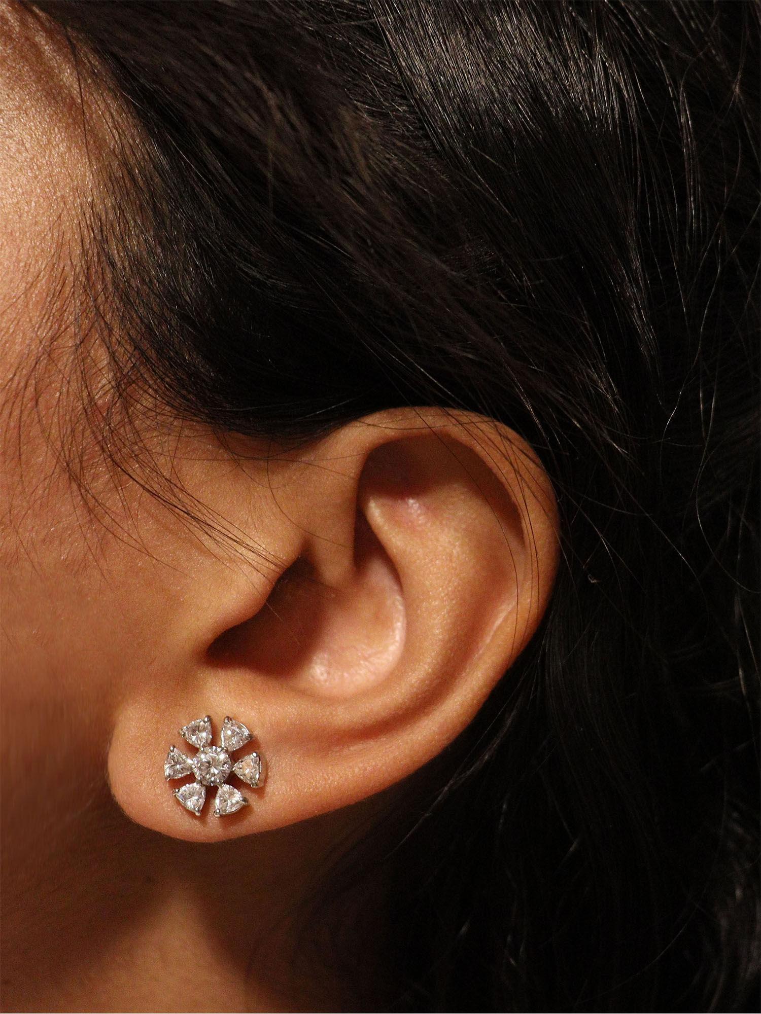 sunburst party stud earrings set in 925 sterling silver