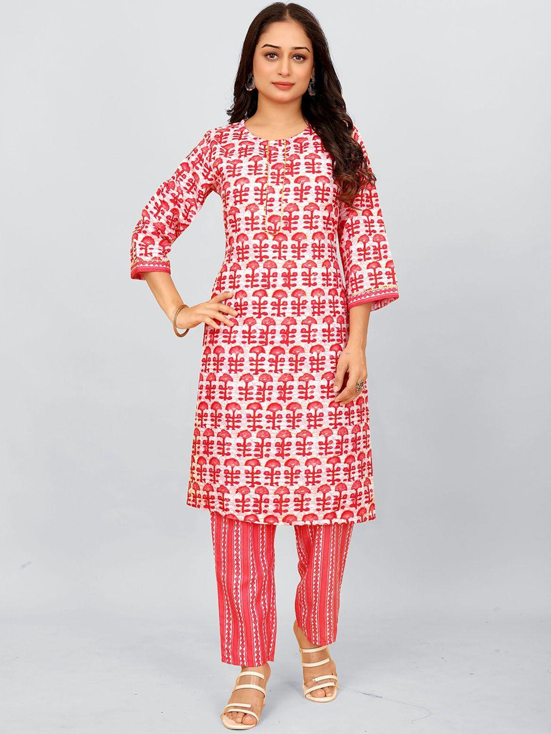 sundarnaari floral printed regular kurta with trousers