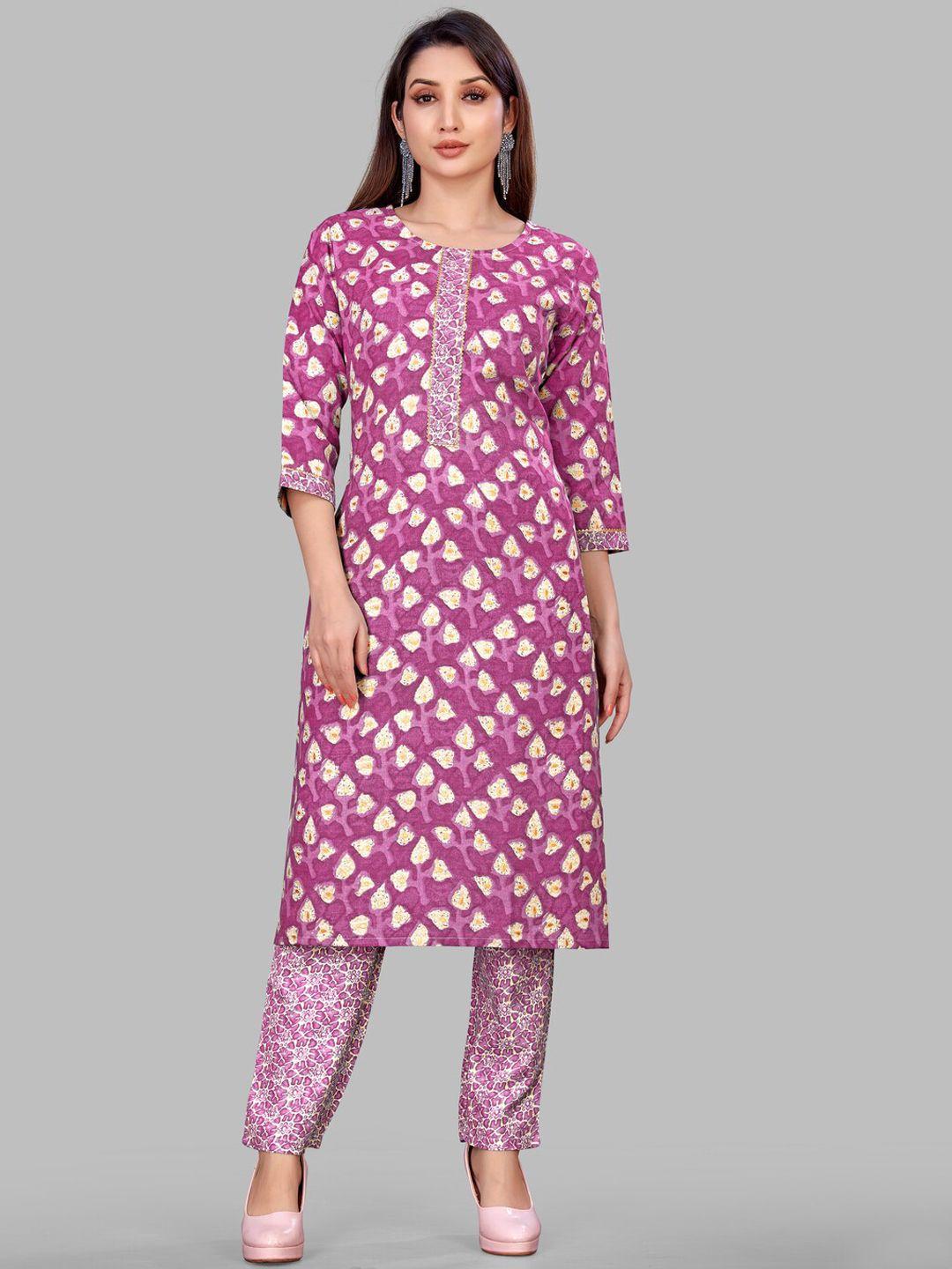 sundarnaari women ethnic motifs printed regular gotta patti kurta with trousers
