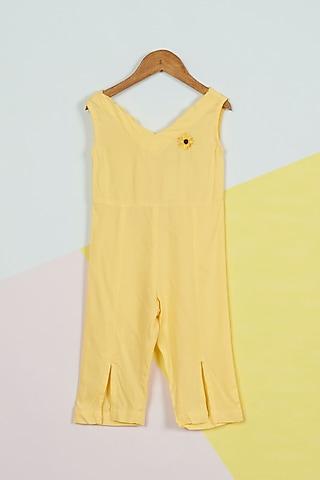 sunflower yellow embroidered jumpsuit for girls