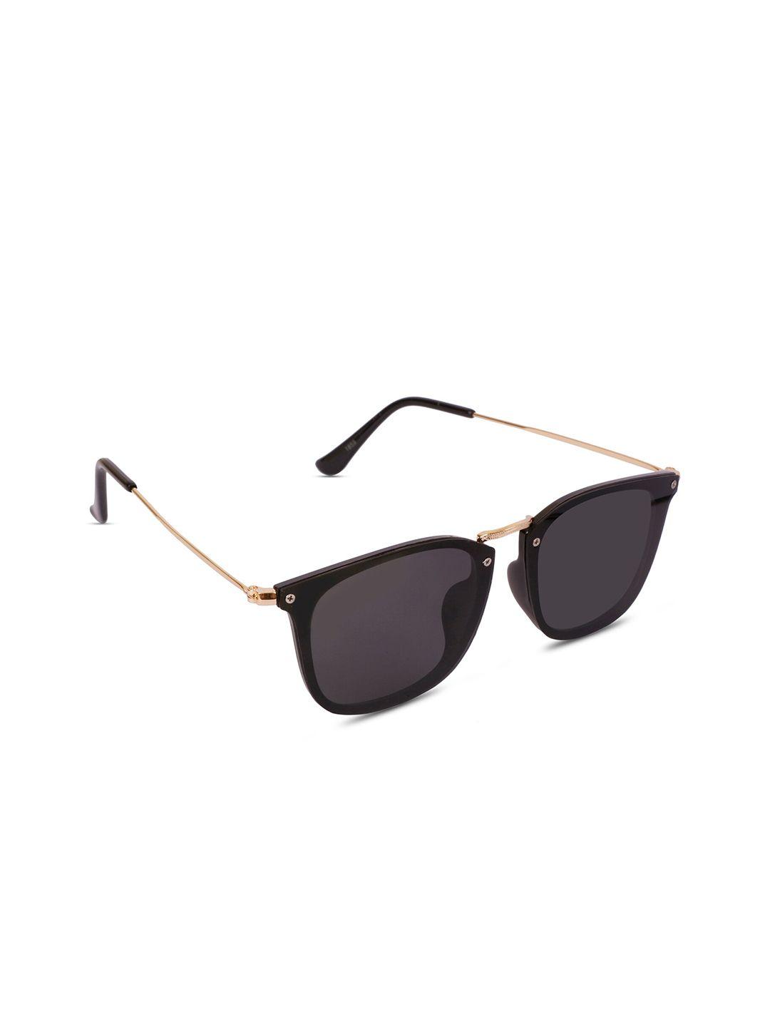 sunnies unisex black lens & black rectangle sunglasses with polarised and uv protected lens