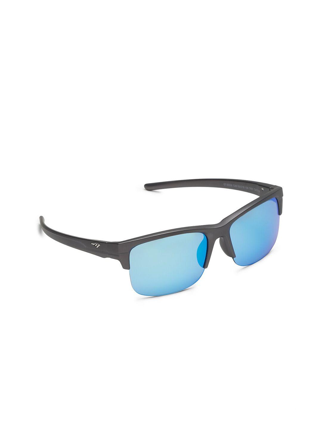 sunnies unisex blue lens & silver-toned square sunglasses with uv protected lens