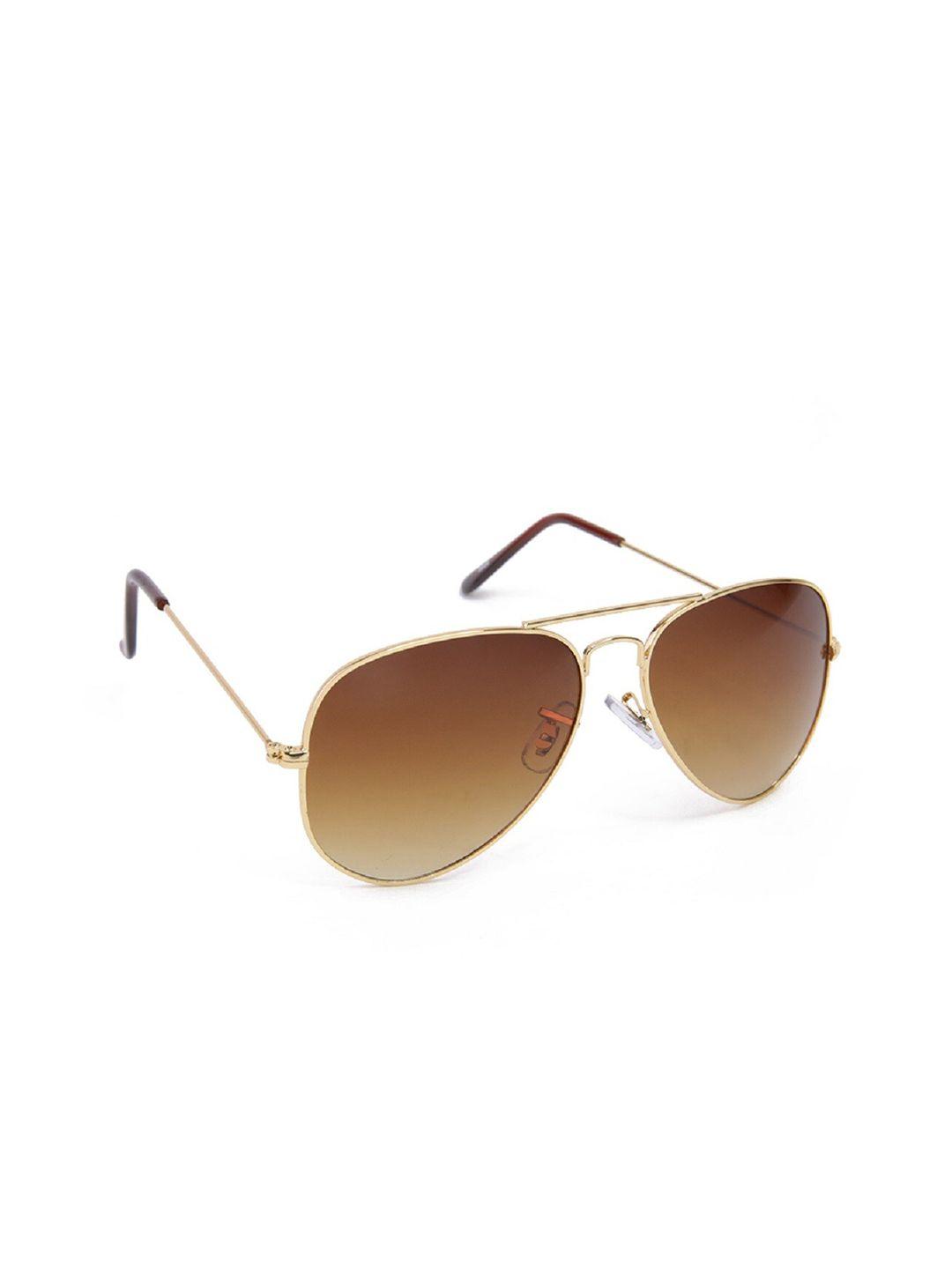 sunnies unisex brown lens & gold-toned aviator sunglasses with uv protected lens sunnies-002