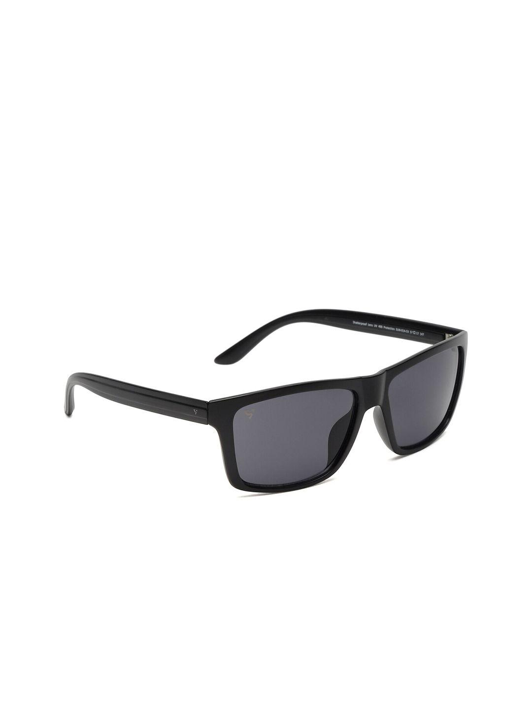 sunnies unisex grey lens & black rectangle sunglasses with uv protected lens