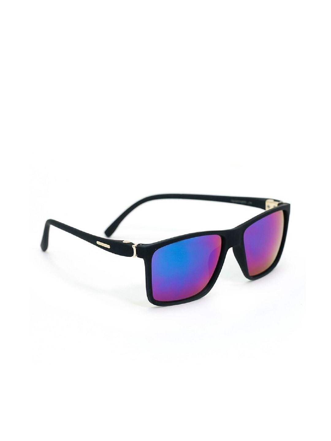 sunnies unisex mirrored lens & black rectangle sunglasses with uv protected lens