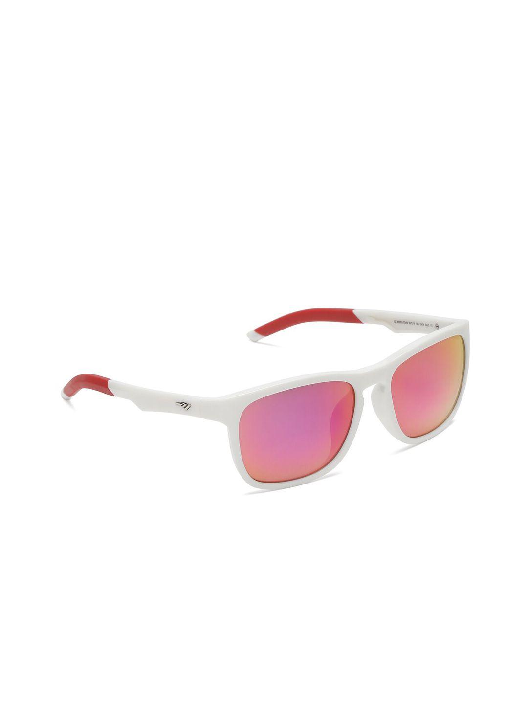 sunnies unisex pink lens & white square sunglasses with uv protected lens