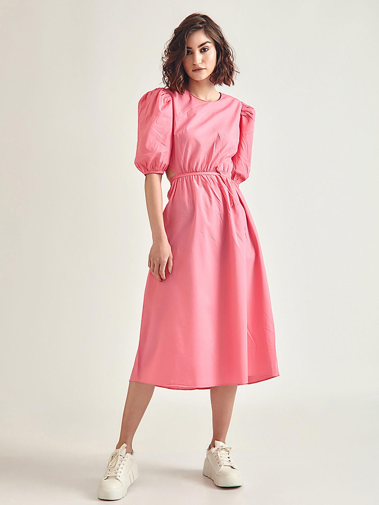 sunny pink skater midi dress