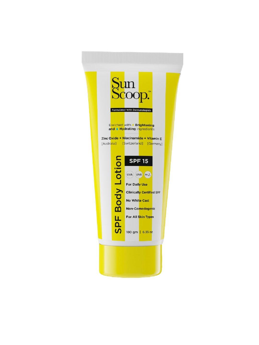 sunscoop broad spectrum spf 15 pa+++ with uv filter zinc oxide body lotion - 180 g