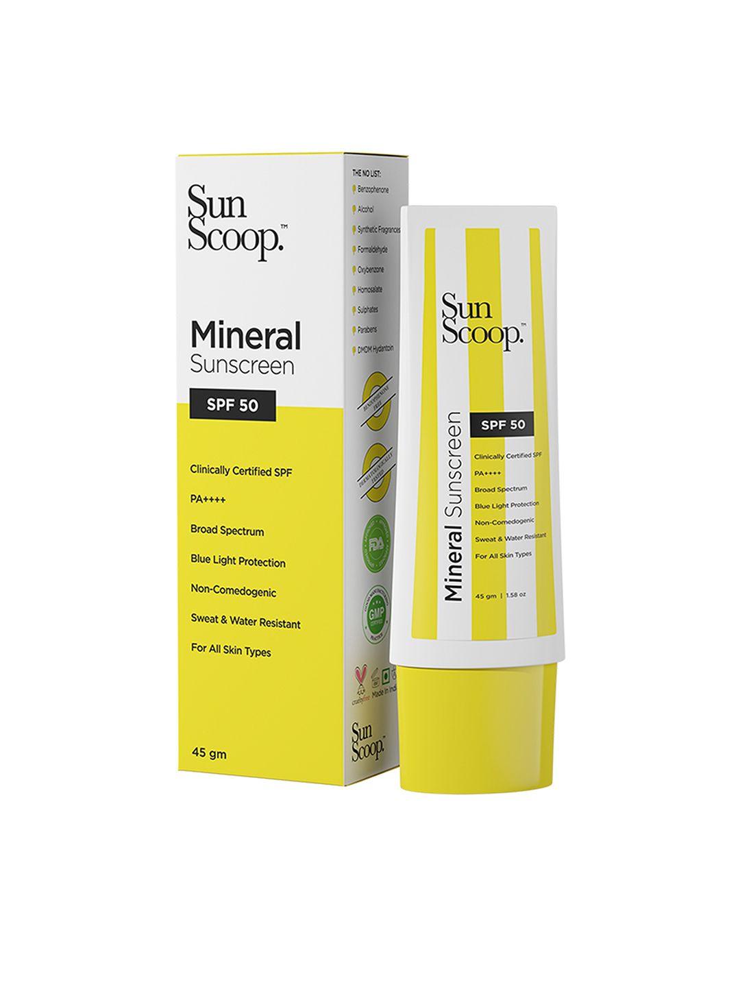 sunscoop spf 50 pa++++ mineral sunscreen for blue light protection - 45 g