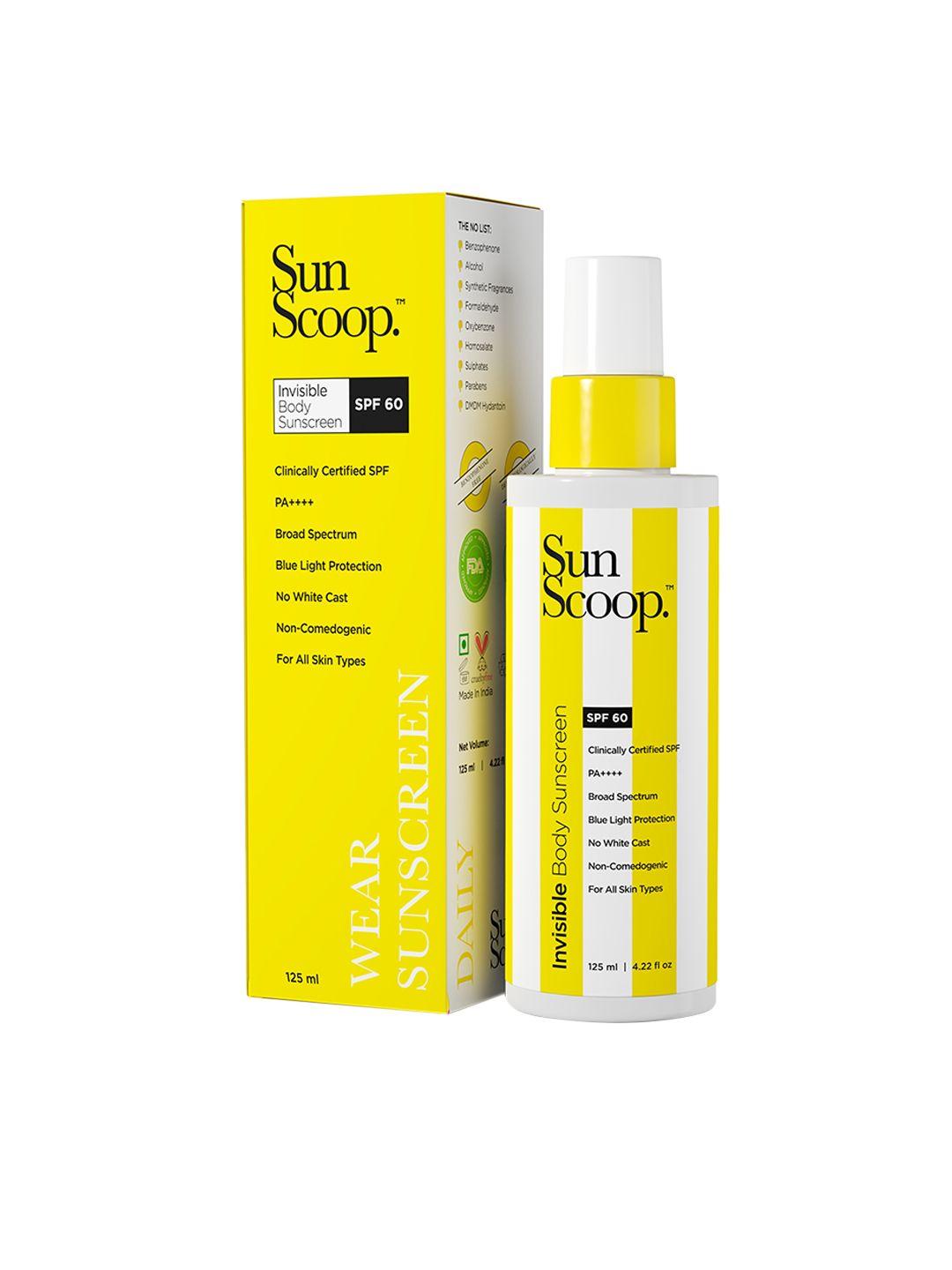 sunscoop spf 60 invisible body sunscreen for blue light protection - 125 ml