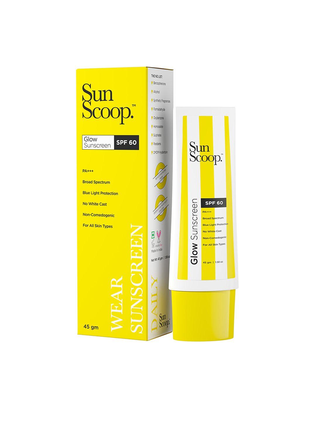 sunscoop spf 60 pa+++ glow sunscreen for blue light protection - 45 g