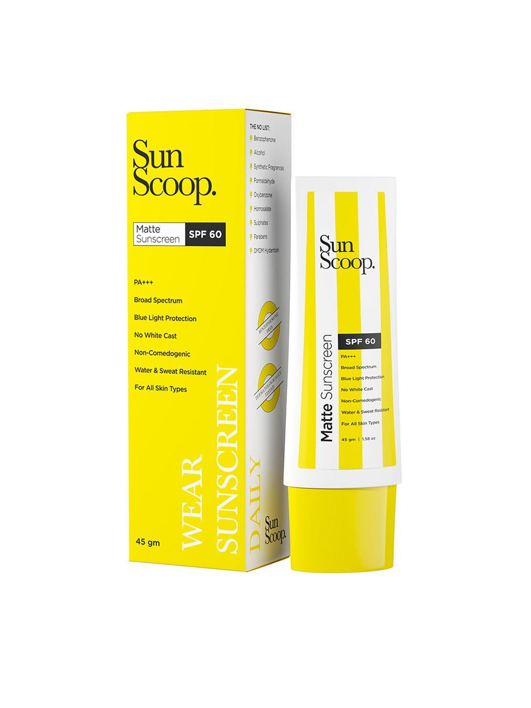 sunscoop spf 60 pa+++ matte sunscreen for blue light protection - 45 g