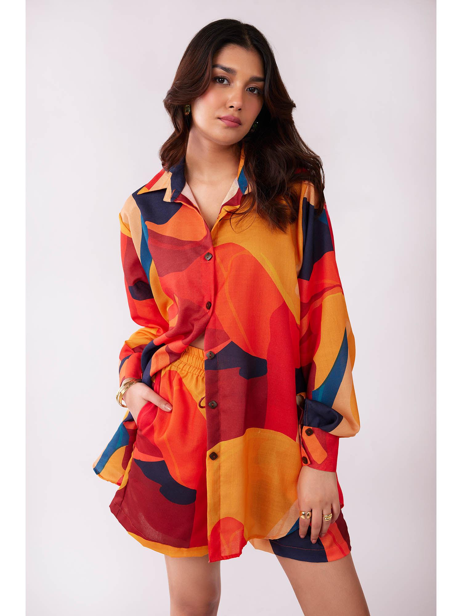 sunset abstract printed full sleeve shirt