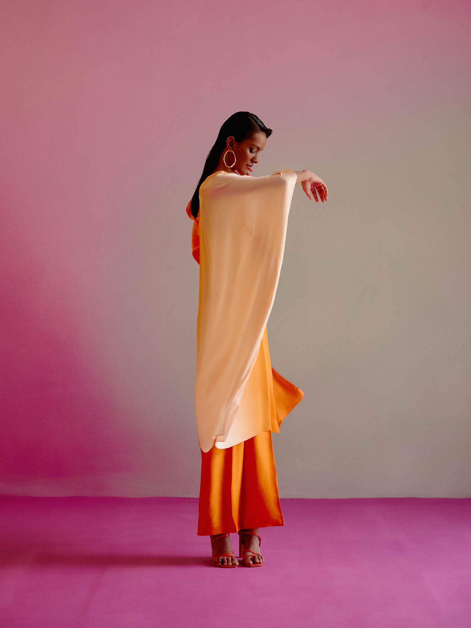 sunset orange ombre kaftan (set of 2)