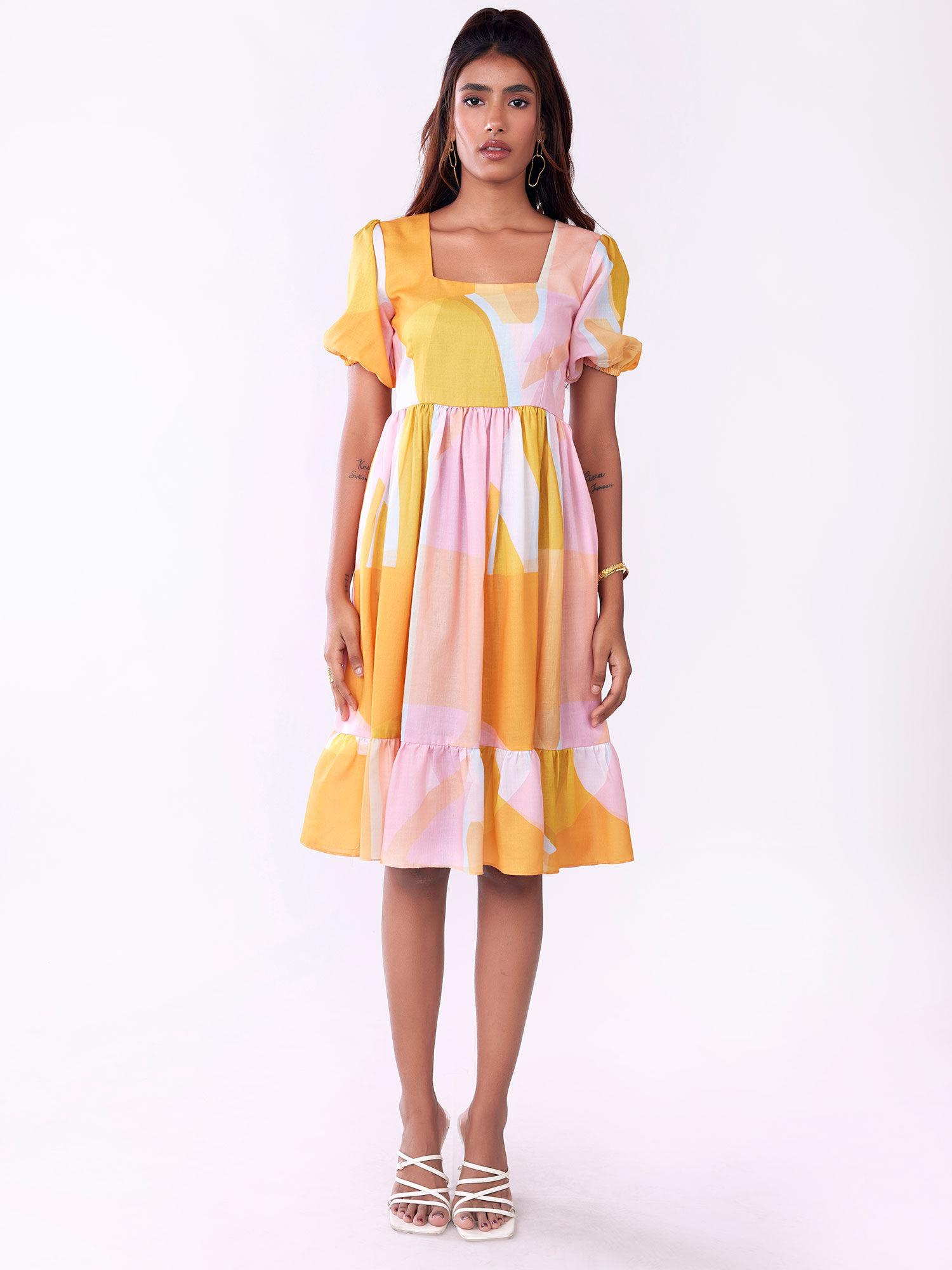 sunshine abstract printed dress