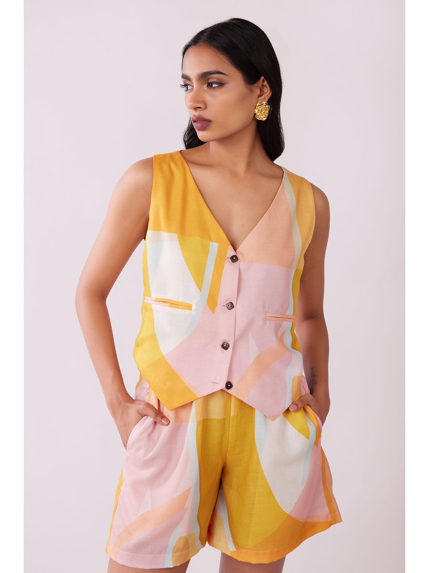 sunshine abstract printed waistcoat