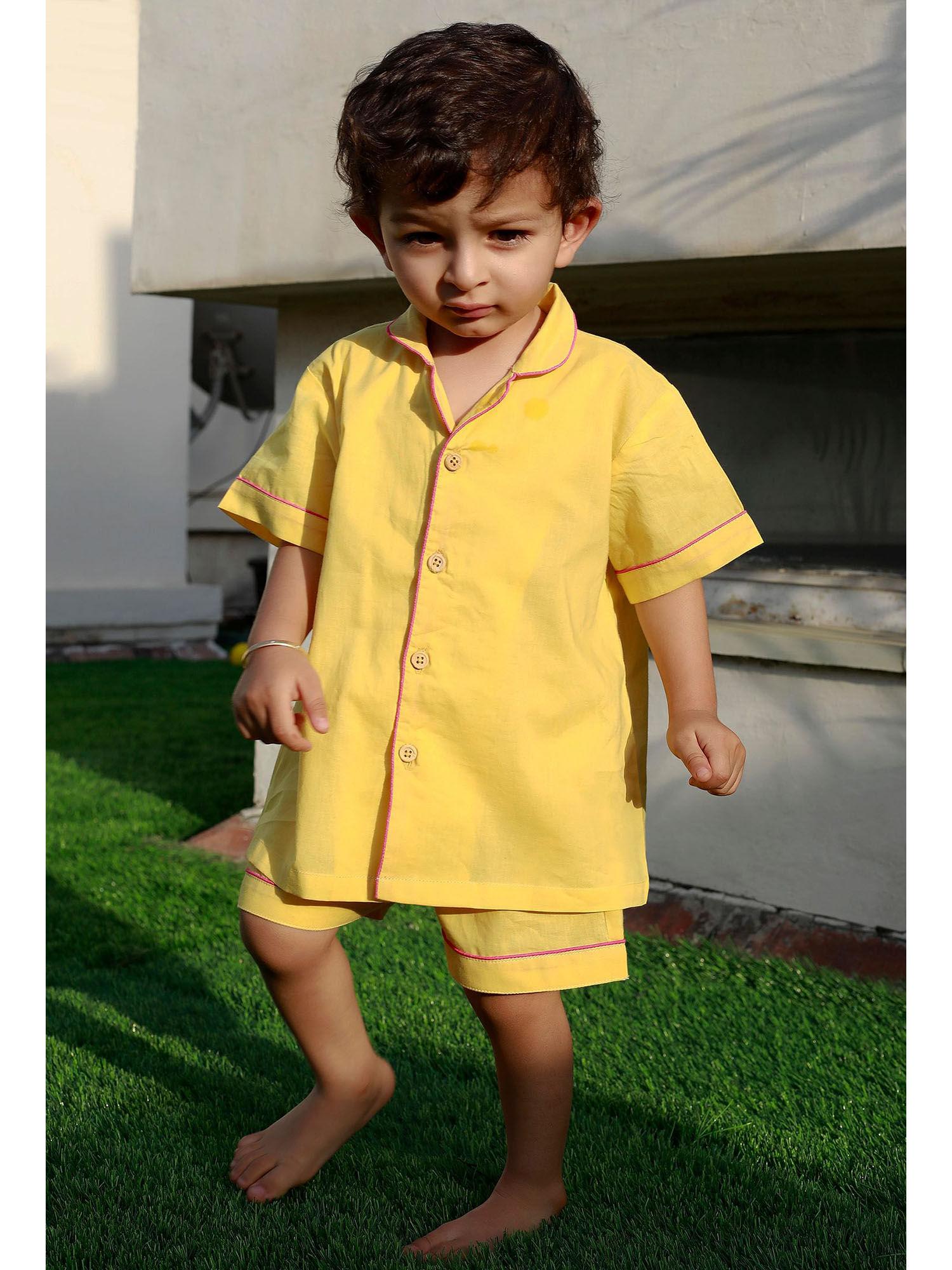 sunshine yellow cotton shirt and yellow short (set of 2)
