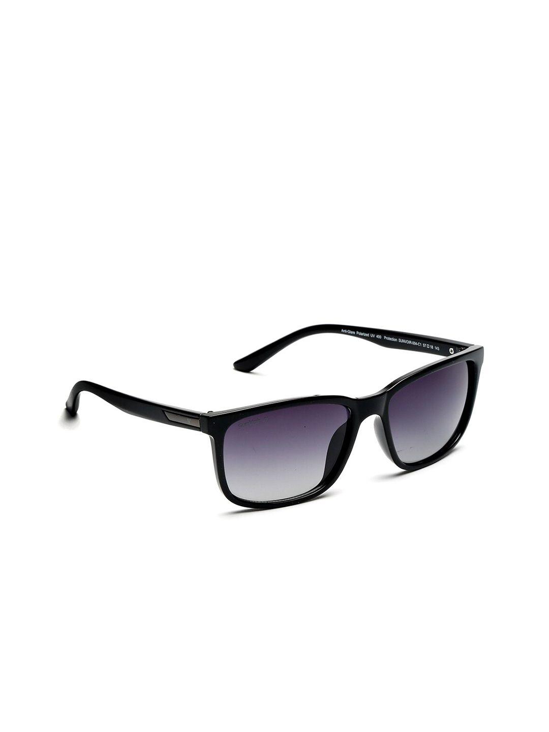 sunvoir unisex black lens & black rectangle sunglasses with polarised lens sunvoir-004-c1