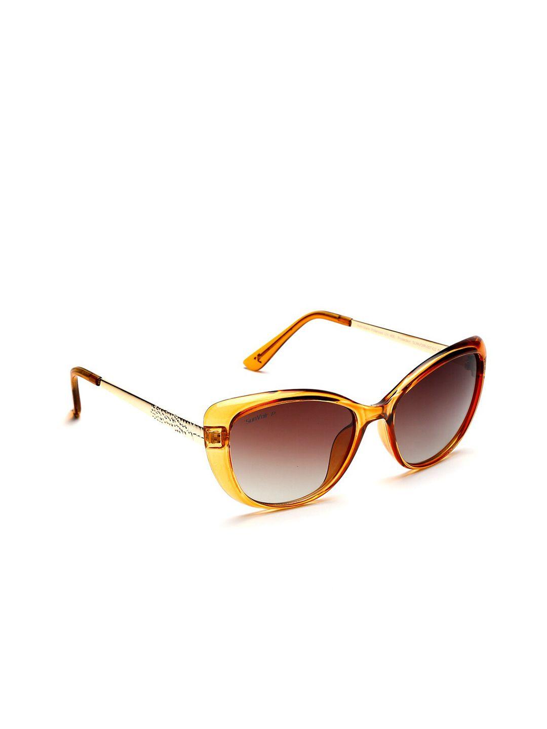 sunvoir unisex brown lens & brown cateye sunglasses with polarised lens sunvoir-007-c2