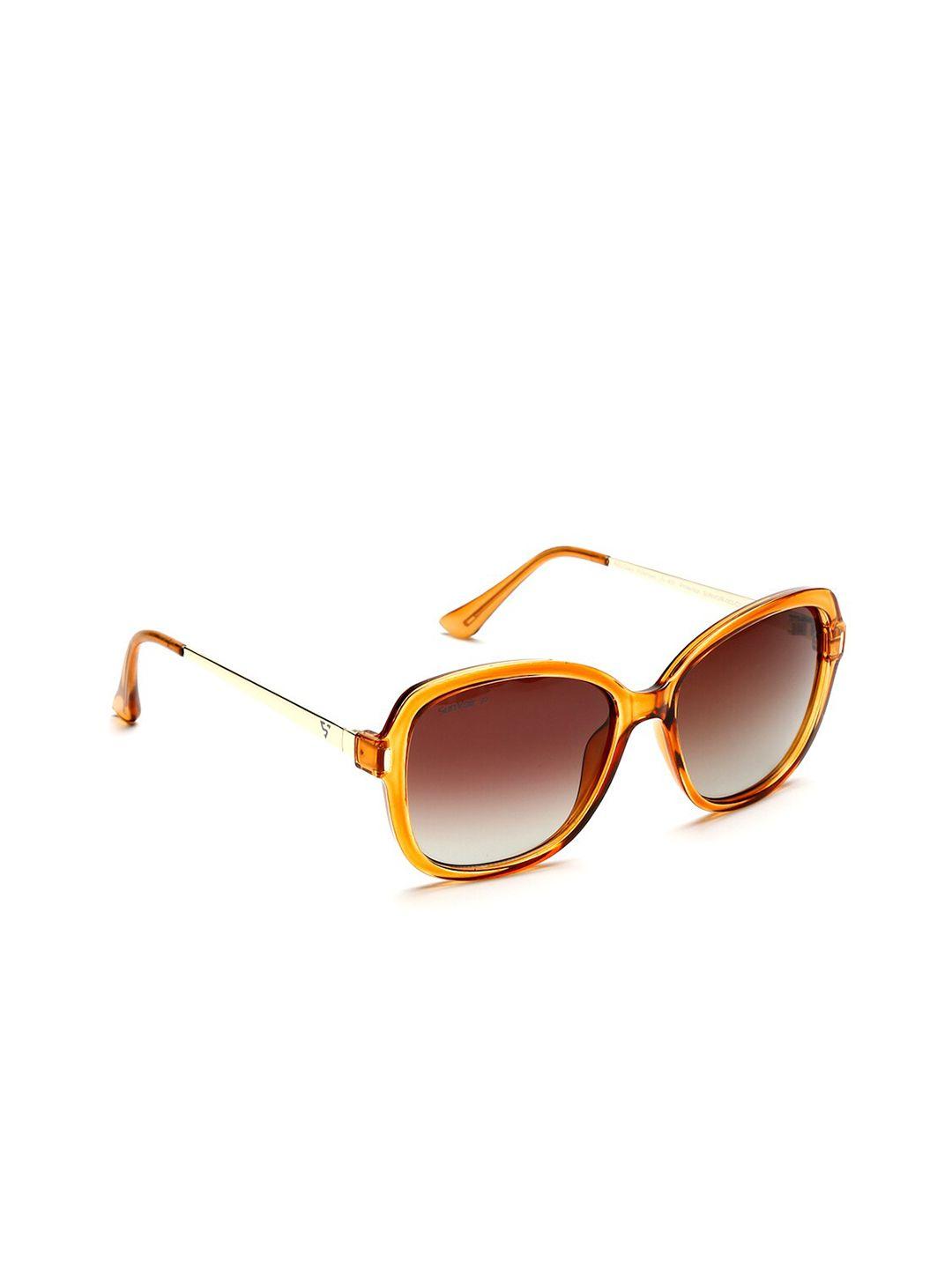 sunvoir women brown lens & orange cateye sunglasses with polarised and uv protected lens sunvoir-003-c2