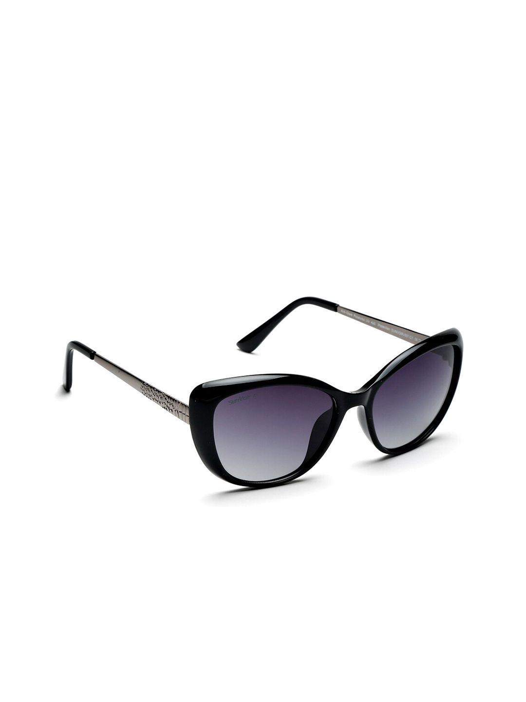 sunvoir women grey lens & black cateye sunglasses with polarised lens sunvoir-007-c1