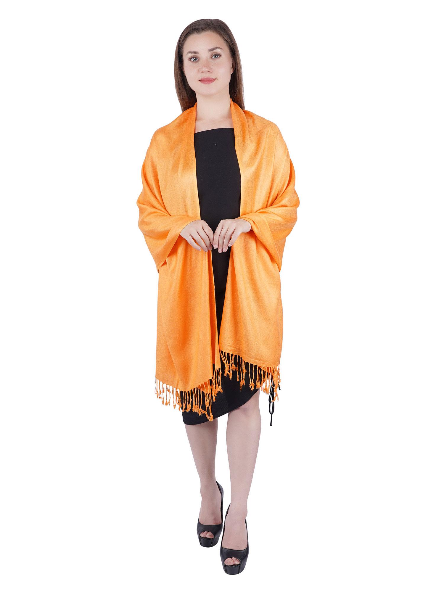 super fine blended pashmina soft silky stole with hanger -orange (set of 2)