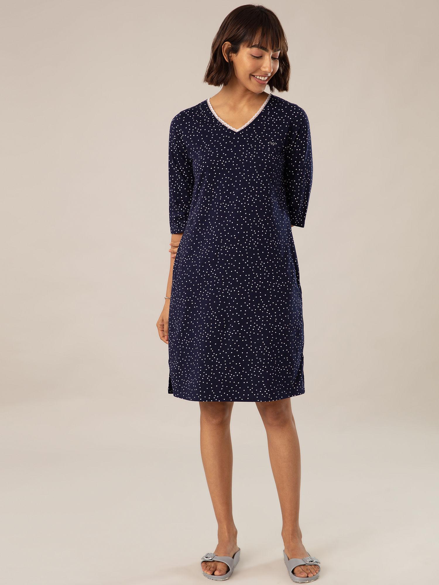 super fine sleep dress in cosy cotton - nys009 polka dot