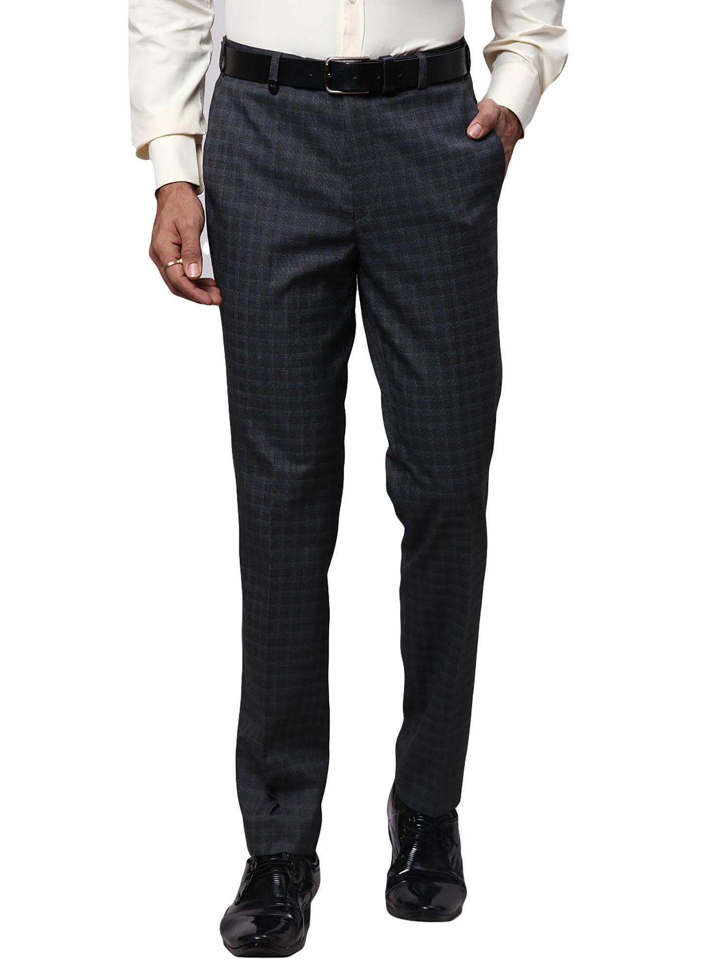 super slim fit checkered grey trouser