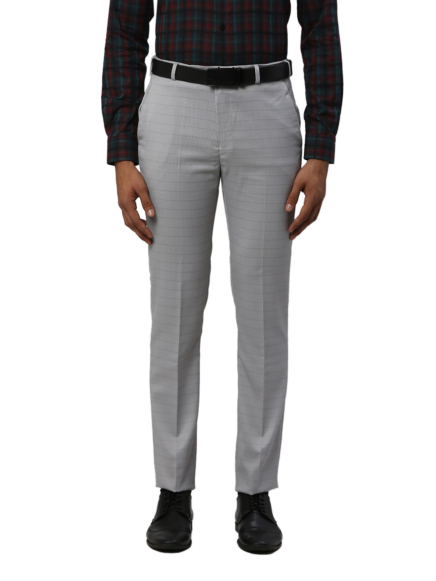 super slim fit checkered medium grey trouser