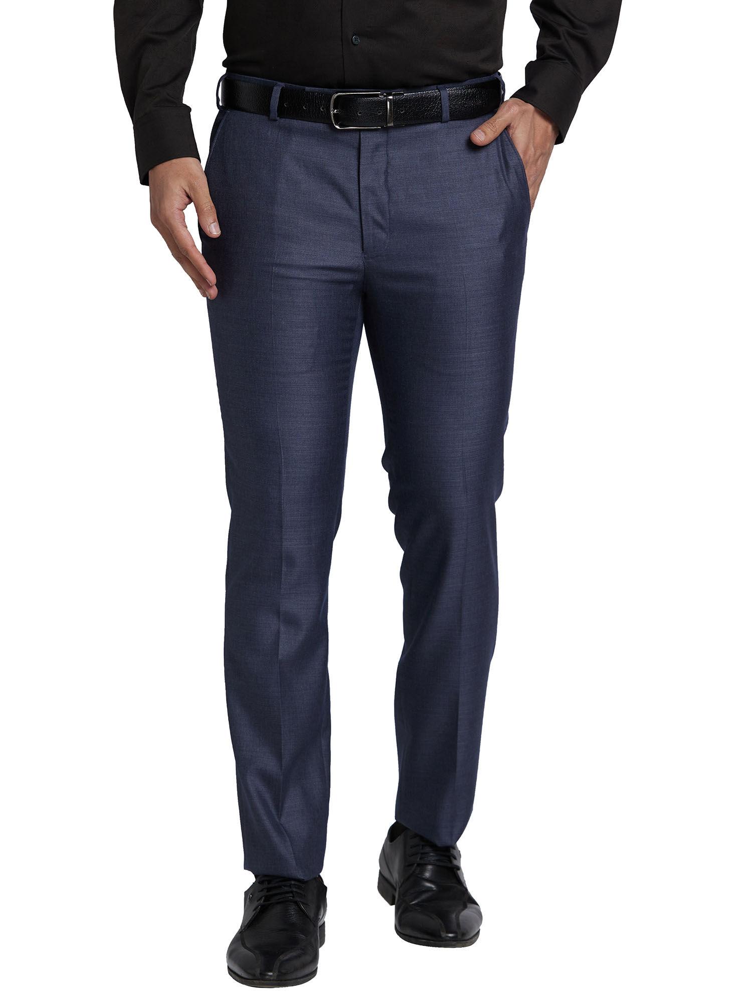 super slim fit solid blue trouser