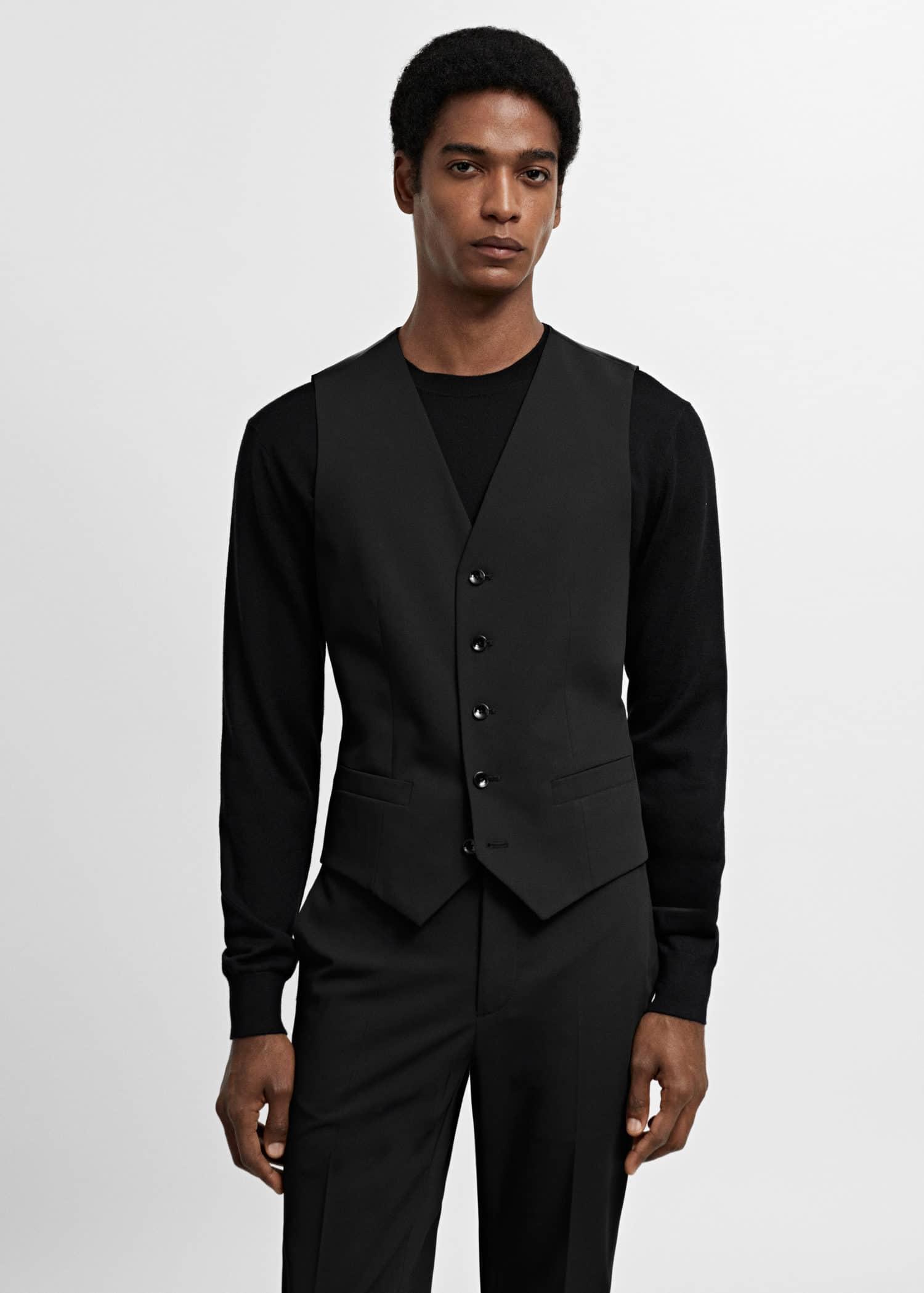 super slim-fit stretch fabric suit waistcoat