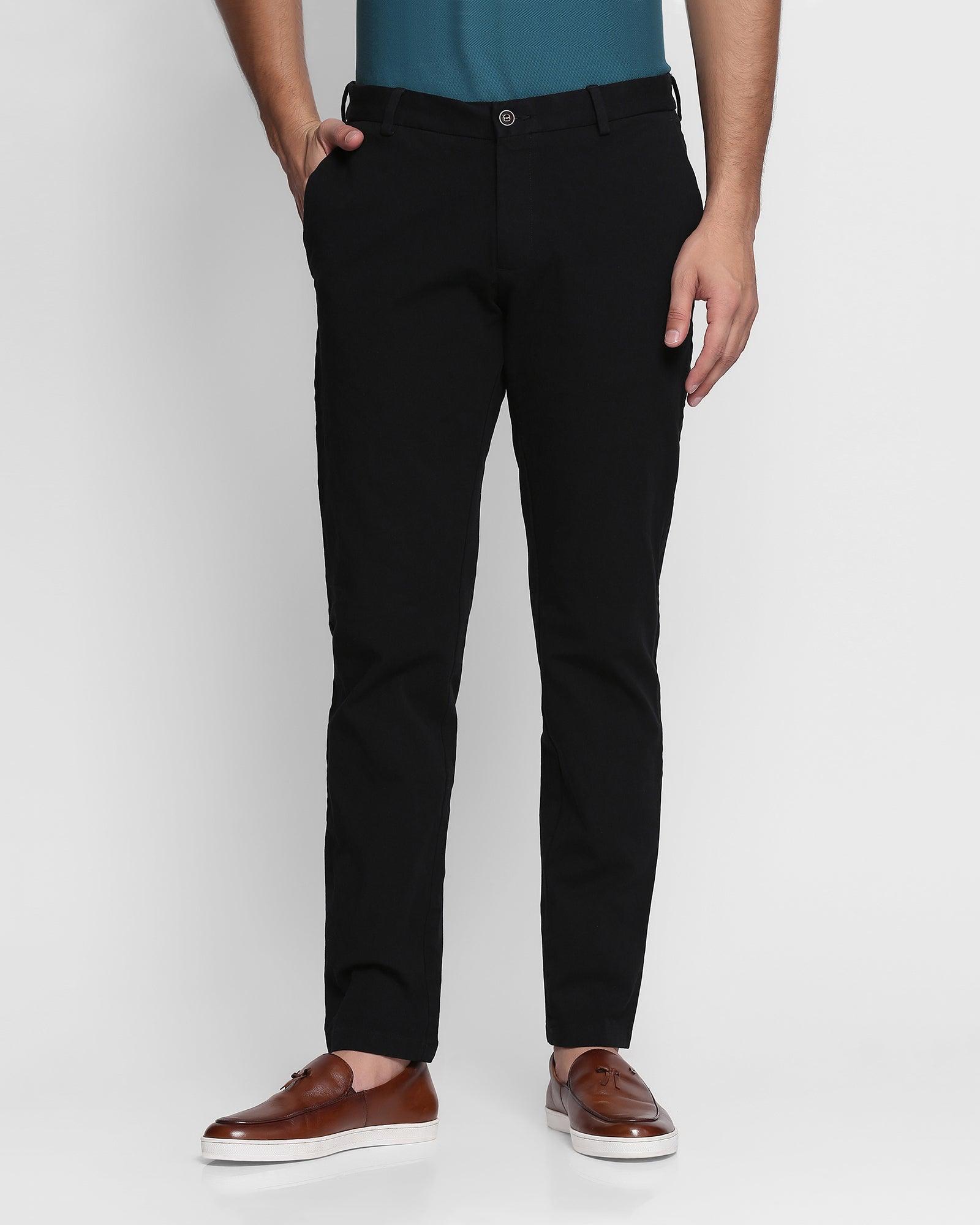 super slim phoenix casual black solid khakis - soba