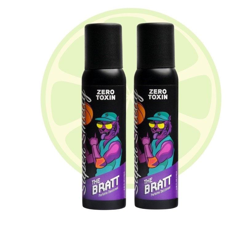super smelly bratt zero toxin natural deodorant spray for men and women (pack of 2)