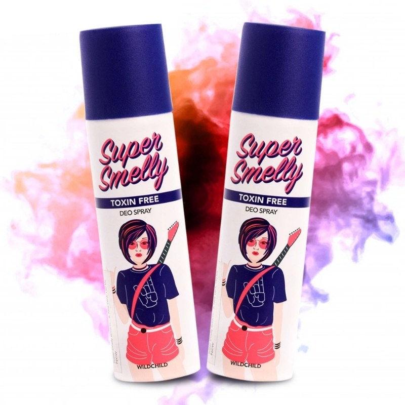 super smelly wild child deodorant spray for men & women, toxin free (pack of 2)