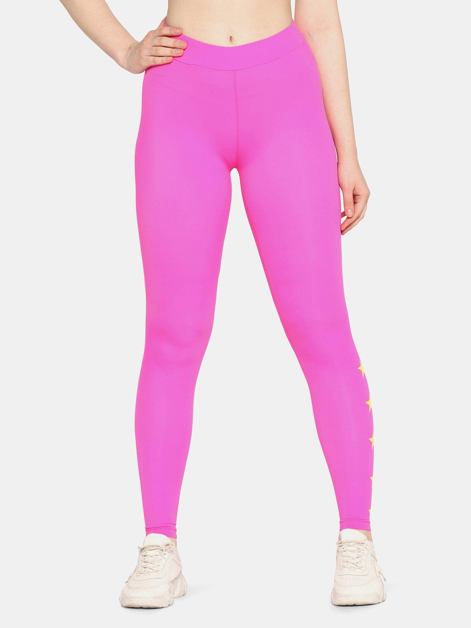 super strechy solid sports tights - pink