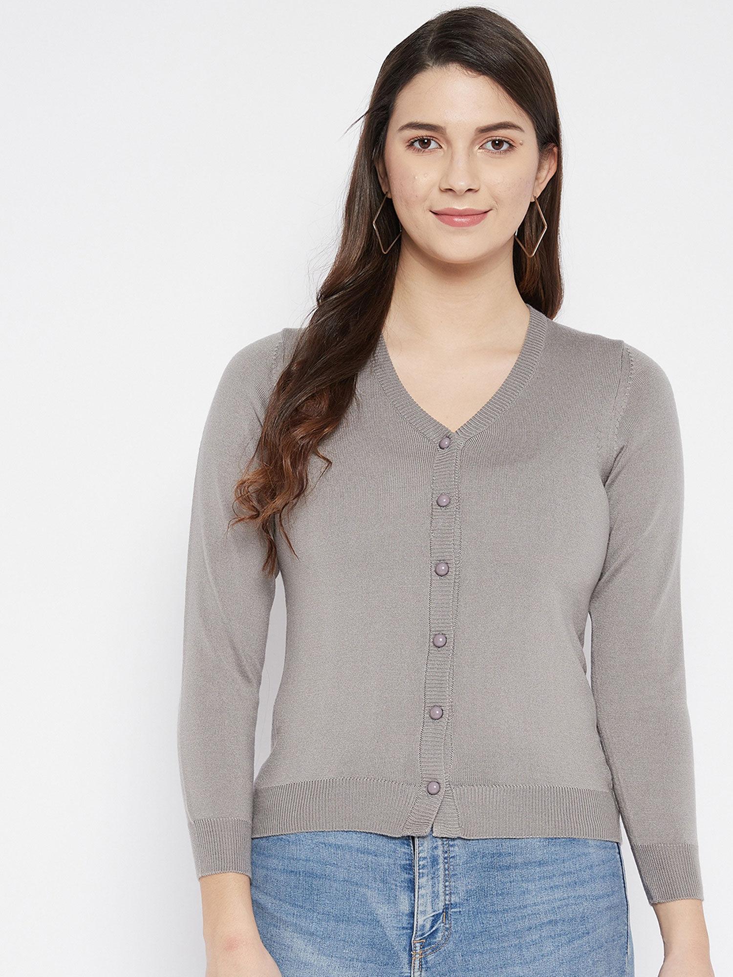 super warm super soft v-neck full sleeves solid cardigan