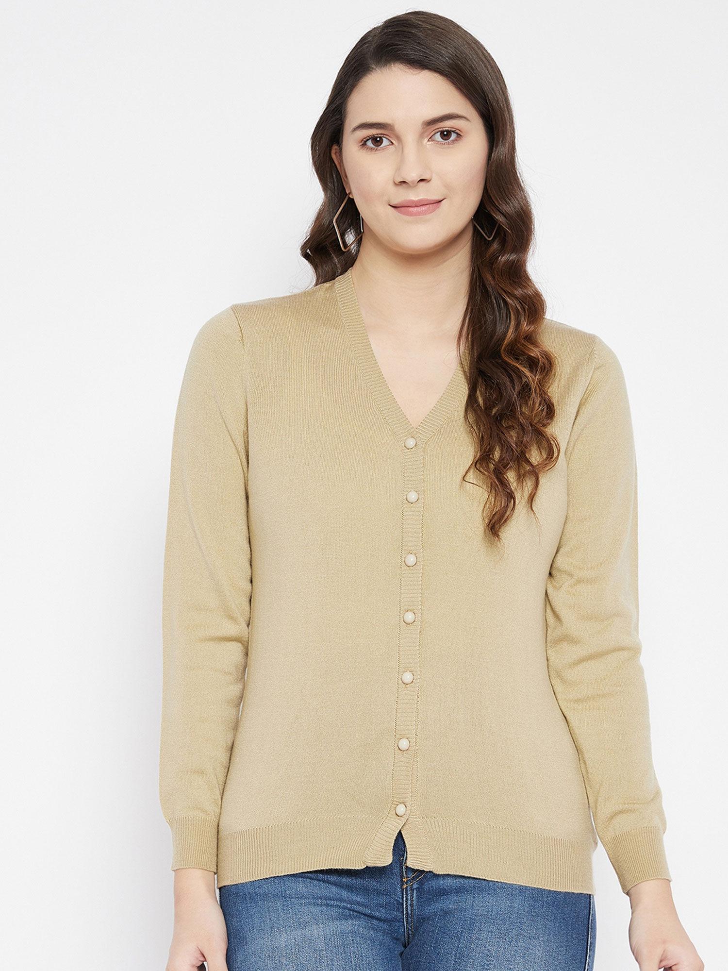 super warm super soft v-neck full sleeves solid cardigan