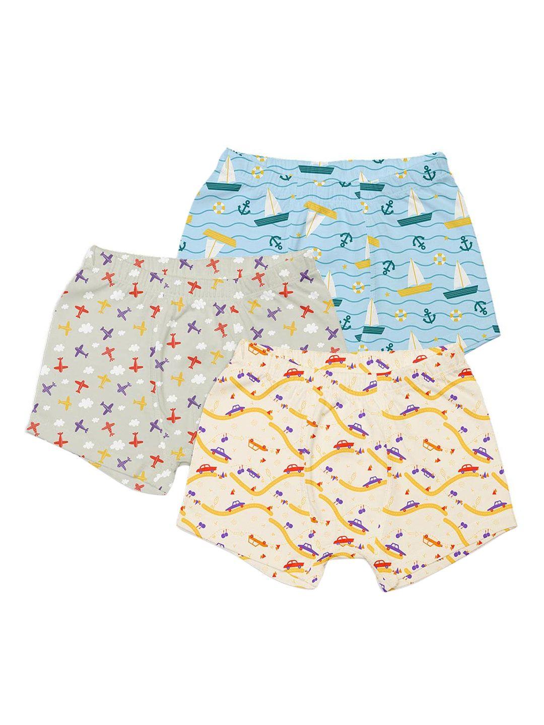 superbottoms boys pack of 3 printed sustainable trunks
