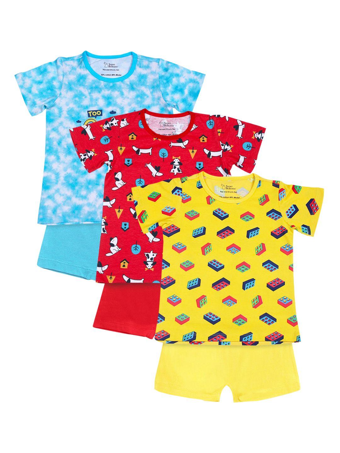 superbottoms kids pack of 3 printed cotton sustainable clothing set