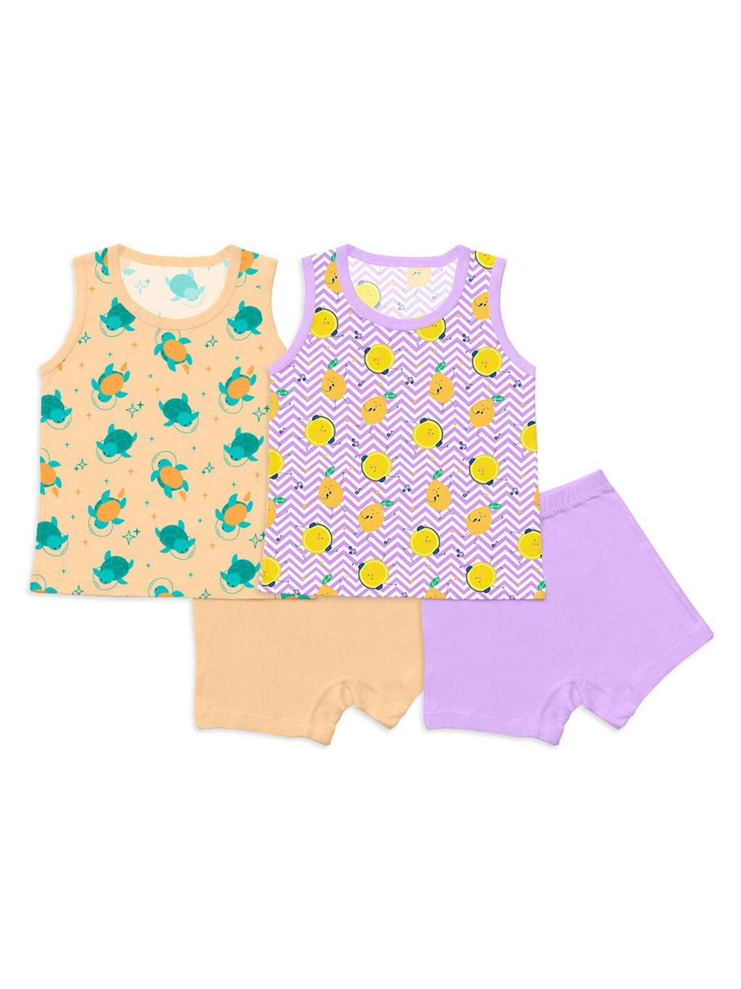 superbottoms unisex kids lavender & peach-coloured printed set of 2 sustainable co-ord set