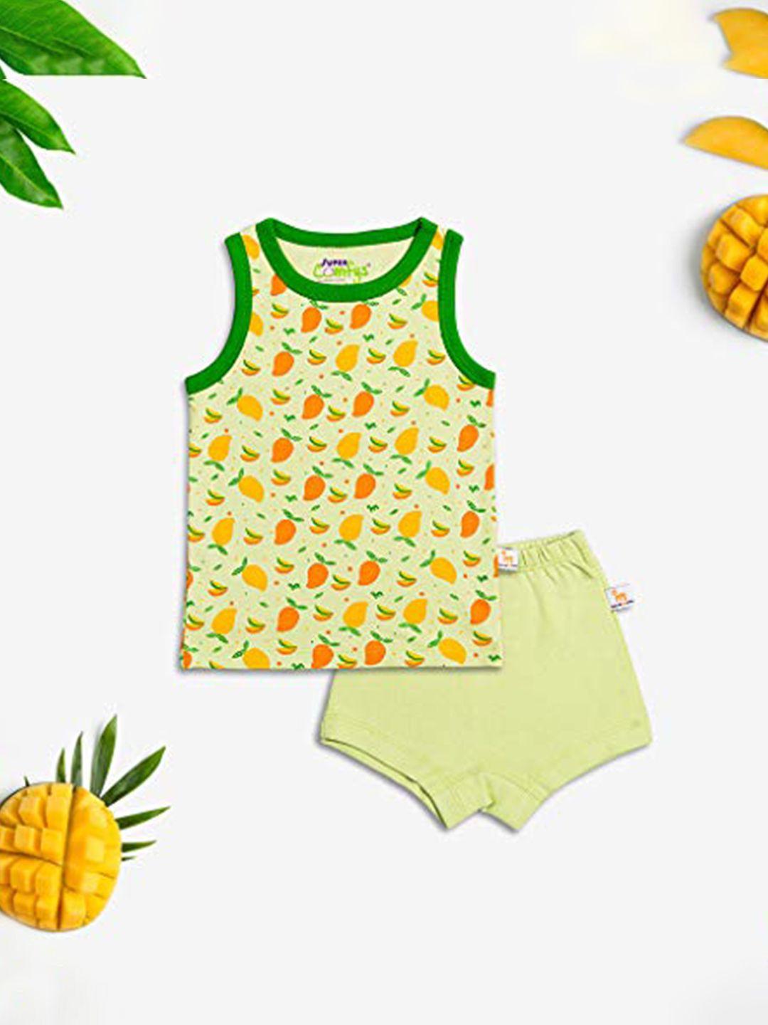 superbottoms unisex kids yellow & green printed sustainable co-ords set