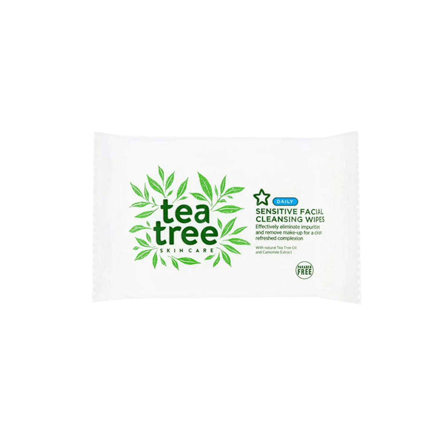 superdrug tea tree sensitive facial cleansing wipes (25pcs)