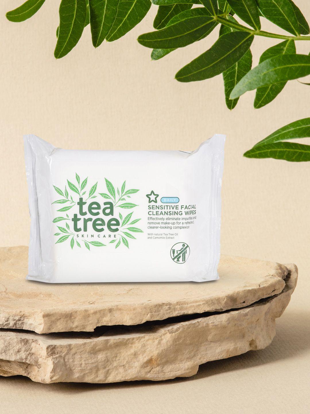 superdrug unisex tea tree sensitive facial cleansing wipes