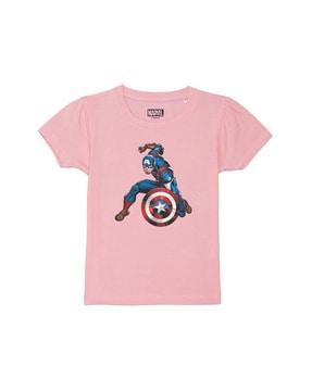 superhero printed round-neck t-shirt