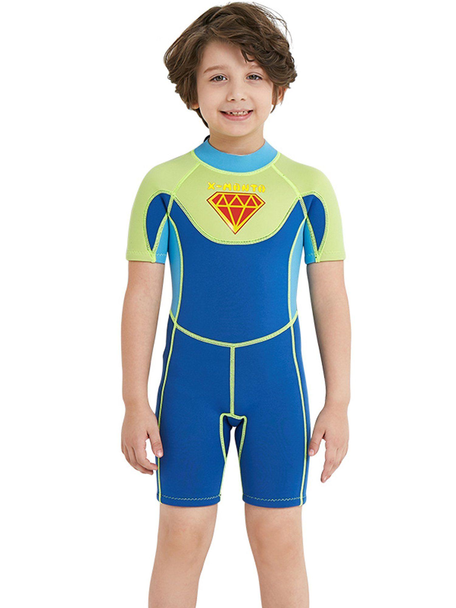 superhero 2.5 mm neoprene knee length kids half sleeves swimwear