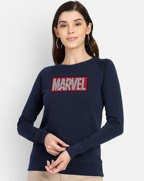 superhero pattern round-neck sweatshirt